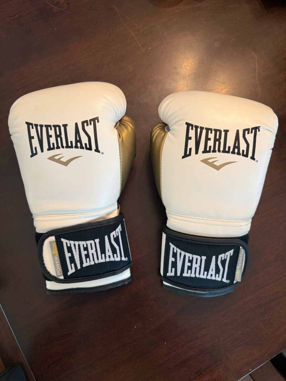 Everlast 12oz White and Gold Power Lock Boxing Gloves